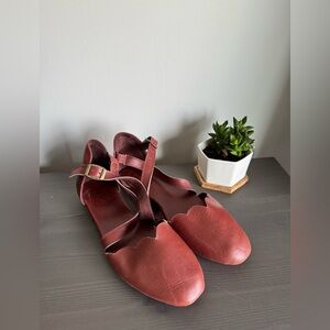 Bali Elf Mangrove Cross-Strap Leather Ballet Flats Vintage Brown Women’s 11